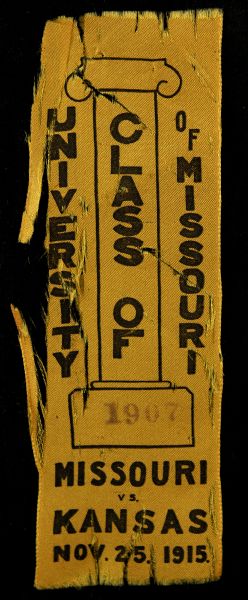 1915 Missouri vs. Kansas 2" x 6" Alumni Football Ribbon