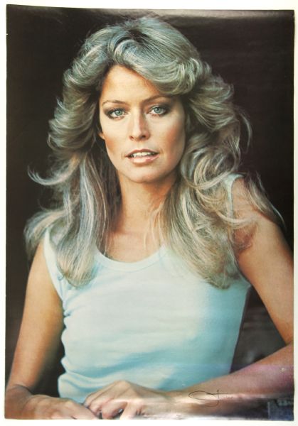 1976-77 Farrah Fawcett 28" x 40" Poster and 3" Pinback Button