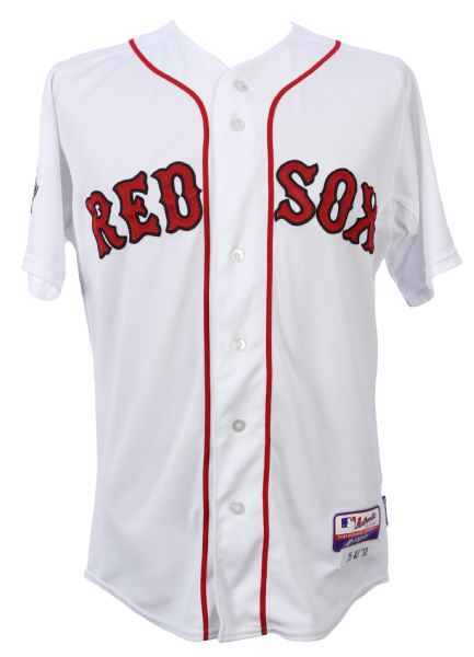 2012 Dustin Pedroia Boston Red Sox Game Worn Home Jersey w/ Fenway 100 & Pesky Memorial Patches (MEARS LOA)