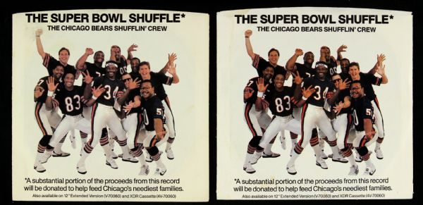 1985 Chicago Bears Super Bowl Shuffle 7" 45 RPM Vinyl Record - Lot of 2