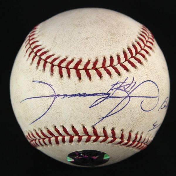 2004 (April 18) Sammy Sosa Chicago Cubs Single Signed OML Selig Game Used Baseball (MEARS LOA/JSA/Sosa Hologram)