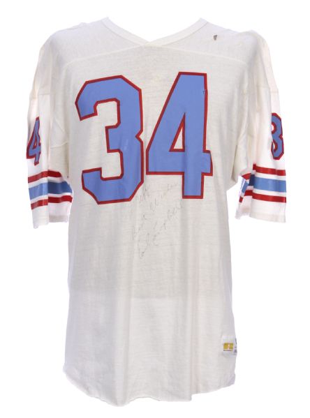 1978-84 Earl Campbell Houston Oilers Signed Game Worn Road Jersey (MEARS LOA/JSA)