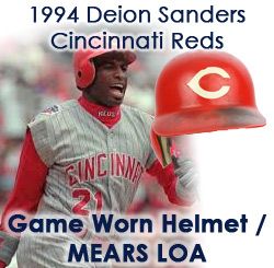 1994 Deion Sanders Cincinnati Reds Game Worn Batting Helmet (MEARS A10) "One of the Finest Known Examples"