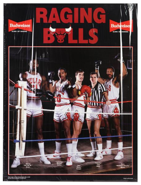1985-86 Sidney Green Michael Holton John Paxson Kyle Macy Gene Banks Chicago Bulls Raging Bulls 19" x 25" Poster 