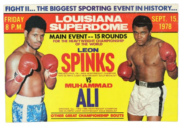 1978 (September 15) Muhammad Ali Leon Spinks 16" x 20" Heavyweight Title Bout Broadside