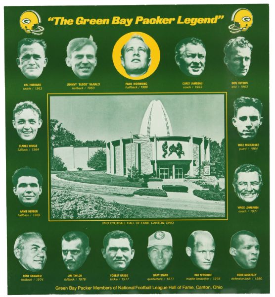 1986 Green Bay Packers Pro Football Hall of Fame "The Green Bay Packer Legend" 16" x 20" Poster 