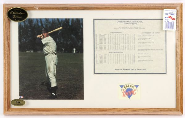 1980s Lou Gehrig Joe DiMaggio Bob Feller 13" x 22" Framed Dream Team Display Collection - Lot of 3