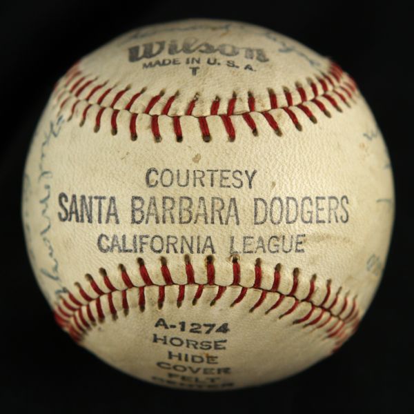 1951 Santa Barbara Dodgers Signed Official California League Baseball w/ 13 Signatures (MEARS LOA)