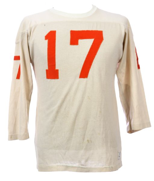 1960s (late) Champion White Durene #17 Game Worn Football Jersey (MEARS LOA)