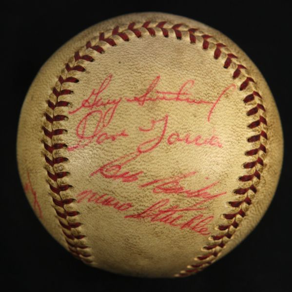 1970 Ron Fairly Bob Bailey Marv Staehle Gary Sutherland Montreal Expos Signed ONL Feeney Game Used Baseball (MEARS LOA/JSA)