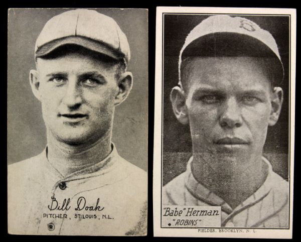 1928 Kashin Publications R315 Babe Herman Brooklyn Dodgers & 1922 Bill Doak St. Louis Cardinals Exhibit Card (2)