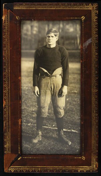 1920s Amateur Adult Football Single Player In Uniform 4"x8" Framed Photo