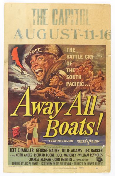 1956 Away All Boats Original 11" x 22" Capitol Theatre Movie Poster 56/276