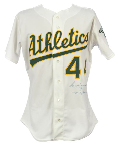 1989 Reggie Jackson Oakland As Signed Team Issued Post Career Jersey (MEARS LOA & PSA/DNA)