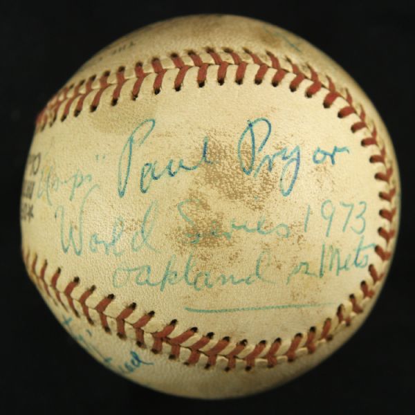 1973 Umpire Signed ONL Feeney Oakland As New York Mets World Series Shea Stadium Game Used Baseball (MEARS LOA/JSA)