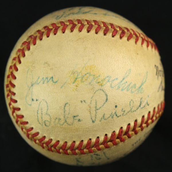 1952 Umpire Signed ONL Giles New York Yankees Brooklyn Dodgers Ebbets Field World Series Game Used Baseball (MEARS/JSA LOA)