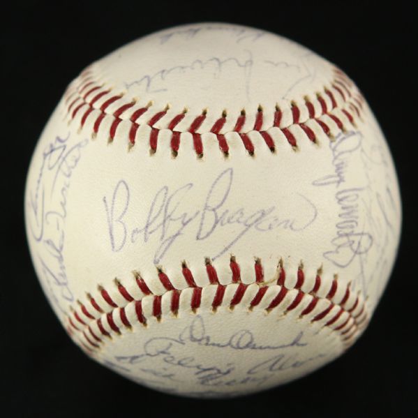 1965 Milwaukee Braves Team Signed ONL Giles Baseball w/ 25 Signatures Including Hank Aaron, Eddie Mathews, Phil Niekro & More (JSA)