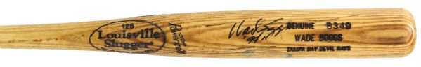 1999 Wade Boggs Tampa Bay Devil Rays Signed Louisville Slugger Professional Model Game Used Bat (MEARS LOA/JSA)