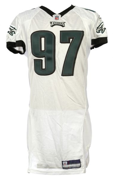 2007 Brodrick Bunkley Philadelphia Eagles Game Worn Road Jersey (MEARS LOA)