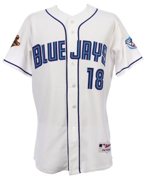 2001 Homer Bush Toronto Blue Jays Game Worn Home Jersey (MEARS LOA)