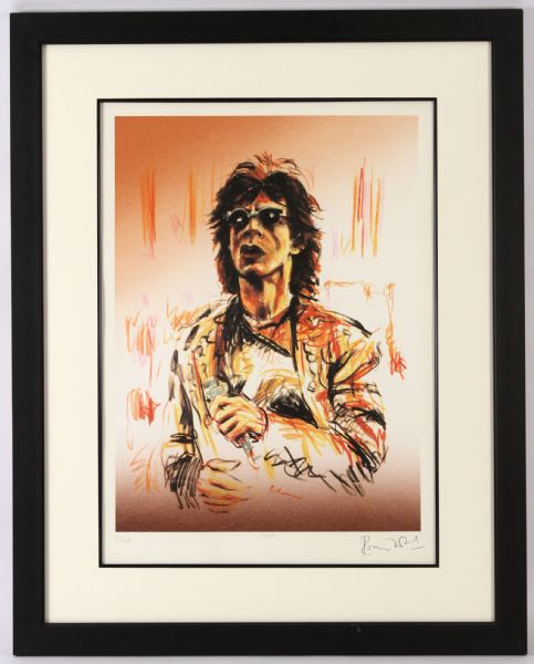 1998 Ronnie Wood Rolling Stones “Mick Jagger ‘98” 20x24 (29x33 Framed) Signed Digital & Screen Print On Velvet   Somerset Lithograph (JSA Full Letter) #244/250