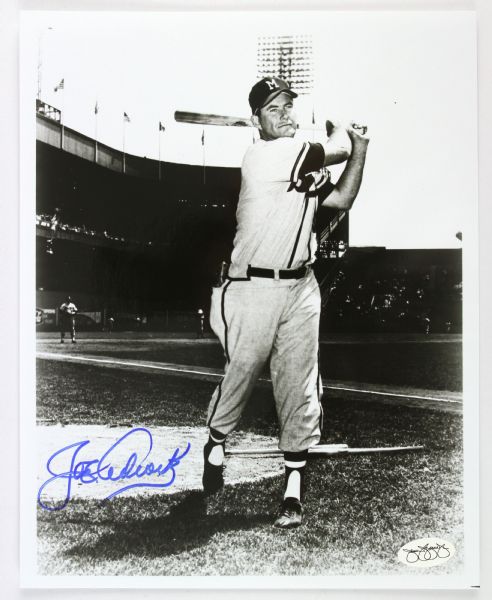 1957 Joe Adcock Milwaukee Braves Signed 8x10 B&W Photo *JSA*