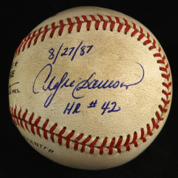 1987 (August 27) Andre Dawson Chicago Cubs Single Signed ONL Giamatti Wrigley Field Game Used Home Run Baseball (MEARS LOA/JSA) MVP Season