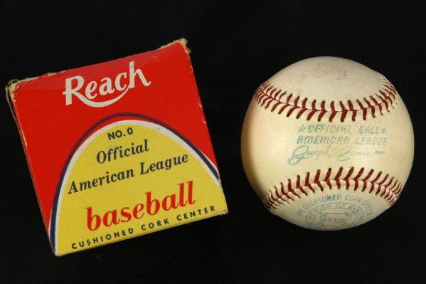 1960-69 AJ Reach Official American League Joe Cronin Baseball w/ Original Box