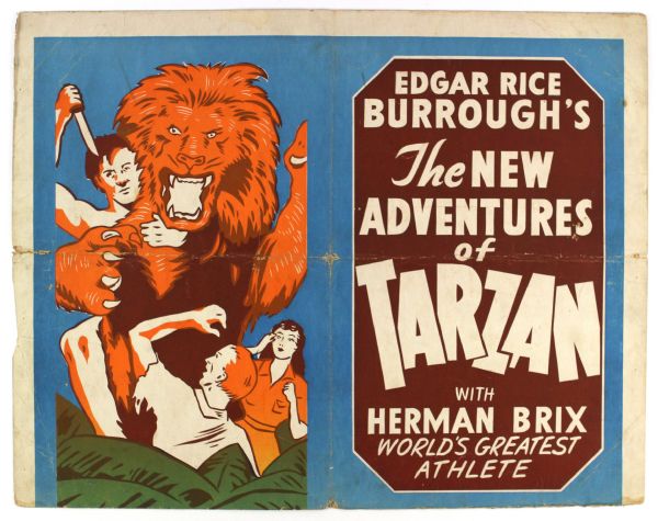 1935 New Adventures of Tarzan With Herman Brix Worlds Greatest Athlete 22" x 28" Movie Broadside