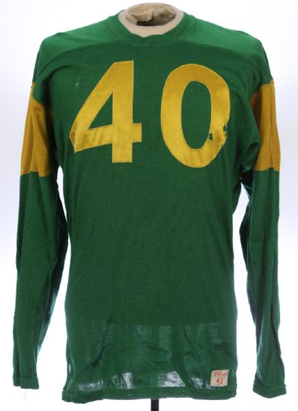 1957-59 Wilson Green Durene #40 Game Worn Football Jersey (MEARS LOA)