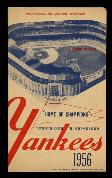 Lot Detail - 1956 (September 30) New York Yankees Boston Red Sox Yankee ...