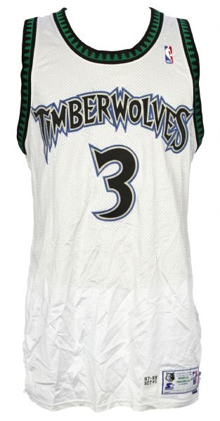 1997-98 Stephon Marbury Minnesota Timberwolves Game Worn Home Jersey (MEARS A10 /Team LOA)