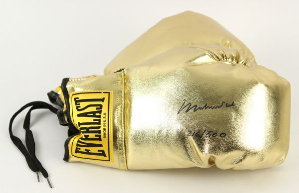 1990s Muhammad Ali World Heavyweight Champion Signed Gold Everlast Boxing Glove (JSA) 216/500