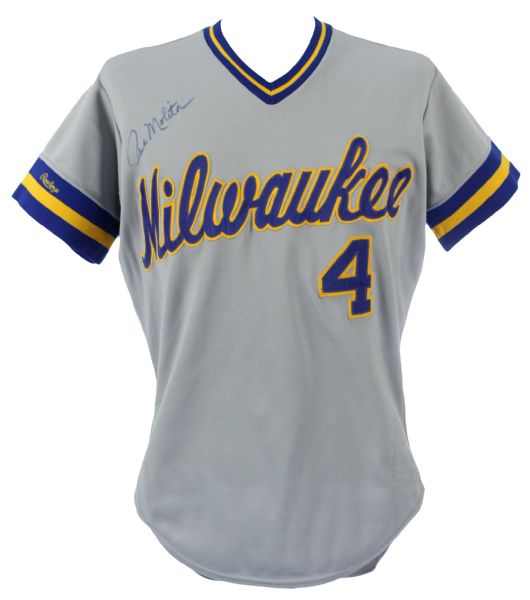 1987 Paul Molitor Milwaukee Brewers Signed Game Worn Road Jersey (MEARS A10/JSA) 39 Game Hitting Streak Season