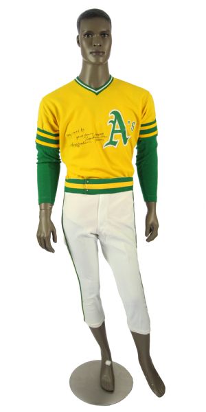 1974 Reggie Jackson Oakland A’s Alternate Autographed Game Worn Complete Uniform W/ Undershirt “Super Duper Star” MEARS A9.5