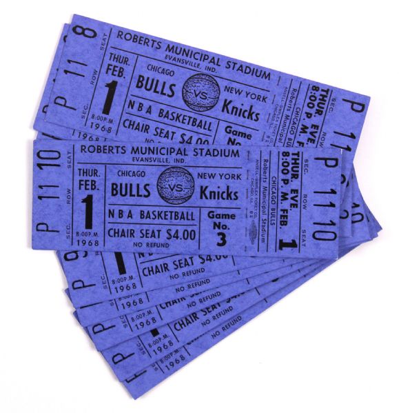 1968 Chicago Bulls New York Knicks Roberts Municipal Stadium Ticket Collection - Lot of 10