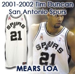 2001-02 Tim Duncan San Antonio Spurs Game Worn Home Jersey (MEARS LOA)