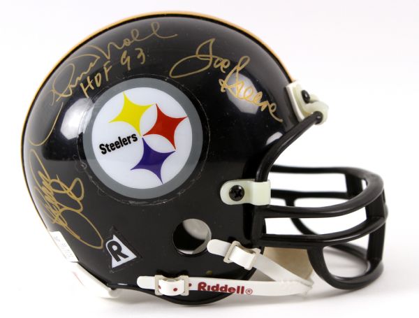 1990s Chuck Noll Joe Greene Mel Blount John Stallworth LC Greenwood Pittsburgh Steelers Multi Signed Mini Helmet (JSA)