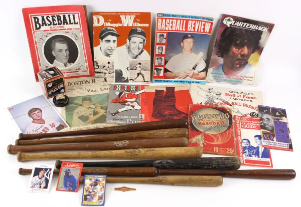 1900s-2000s Baseball Memorabilia Collection - Lot of 52 w/ Mini Bats, Publications & More 