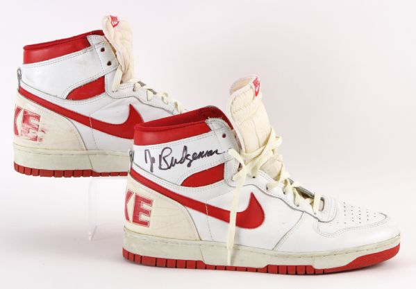 1985 Junior Bridgeman Los Angeles Clippers Signed Game Worn Nike Sneakers (MEARS LOA/JSA)