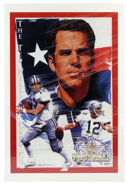 1993-94 Rare (undated) Roger Staubach Dallas Cowboys 20x30 The Ted Williams Card Co. Promotional Poster