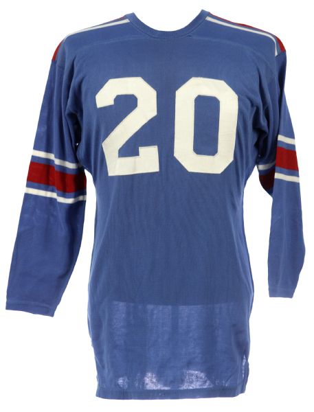 1960s circa Blue Durene #20 Game Worn Spanjian Football Jersey (MEARS LOA)