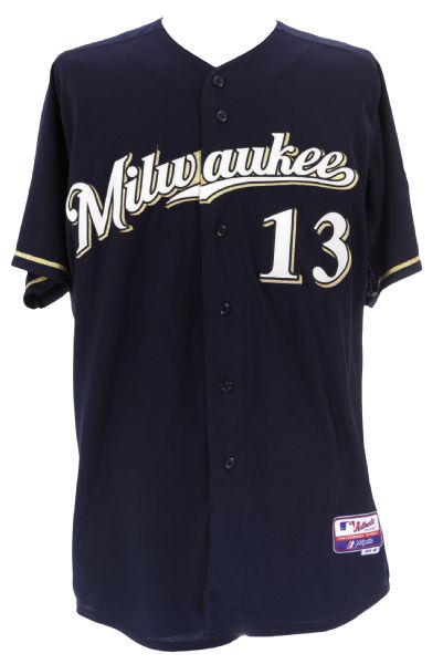 2012 Zack Greinke Milwaukee Brewers Team Issued Alternate Jersey (MEARS LOA/MLB Hologram)