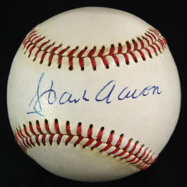 1963-69 Hank Aaron Milwaukee/Atlanta Braves Single Signed ONL Giles Baseball (JSA)