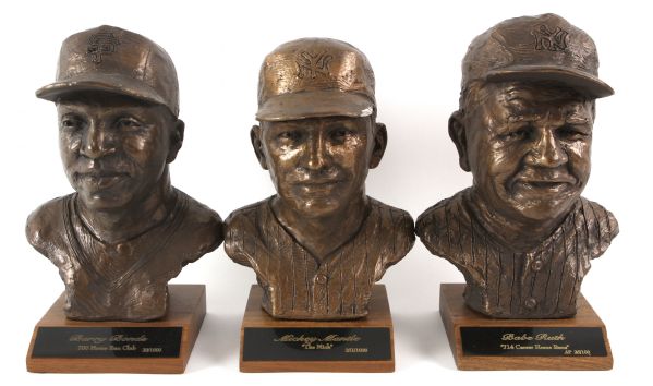 2005 Babe Ruth Mickey Mantle Bary Bonds Yankees/Giants 8" Bust Collection - Lot of 3