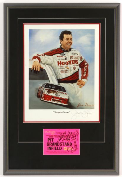 1992 Alan Kulwicki Richard Petty Signed 18" x 26" Framed Display (JSA)