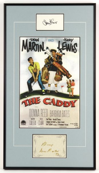 1993 Dean Martin Jerry Lewis Signed 15" x 27" Framed Display (JSA)