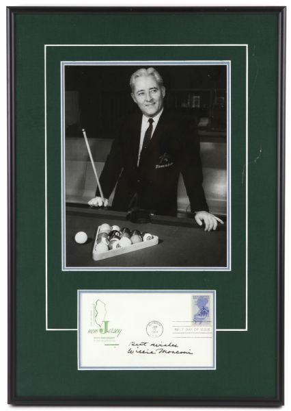 1964 Willie Mosconi Billiards Champion Signed 14" x 20" Framed Display (JSA)