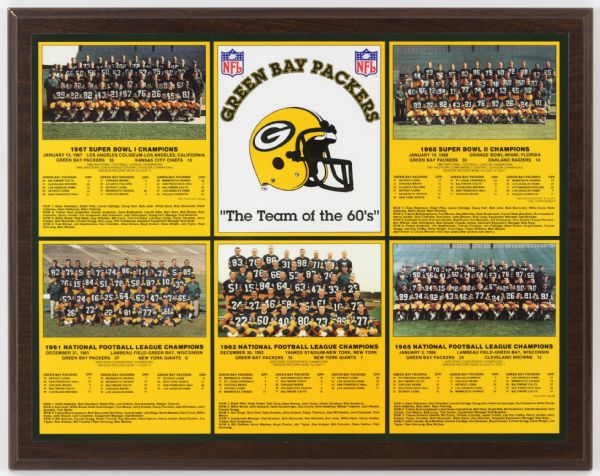 1961-68 Green Bay Packers NFL/Super Bowl Champions 15" x 19" Wall Display 