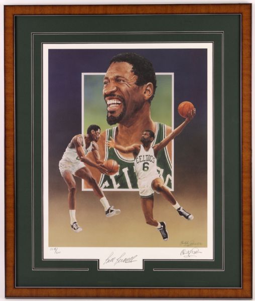 1993 Bill Russell Boston Celtics Signed 25" x 30" Framed Lithograph (JSA)
